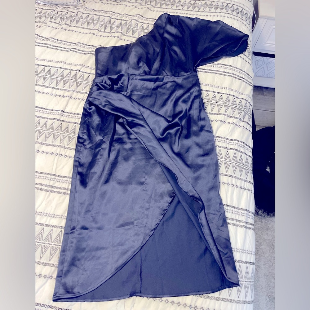 One shoulder wrap cocktail dress